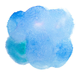 watercolor spot blue Isolated on a white background. Watercolor texture