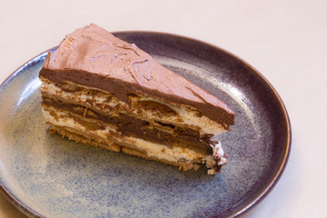 Delicious and served "Bolo de Bolacha com Mousse de Chocolate" is a typical Portuguese dessert.