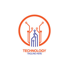 circuit technology logo vector template-vector