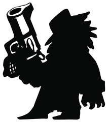 Big Gun Shooter Silhouette Cartoon