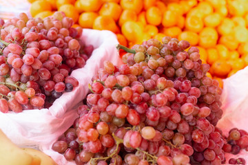 Red grapes background, Red grapes dry bunch isolated.