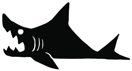 Lying Shark Bite Silhouette Cartoon
