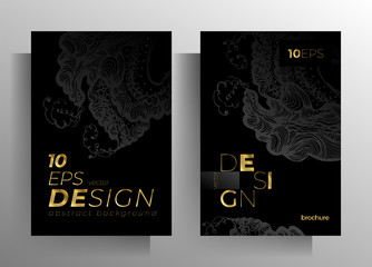 Cover design for book, magazine, poster set. Hand-drawn graphic elements in black tones. Vector 10 EPS.