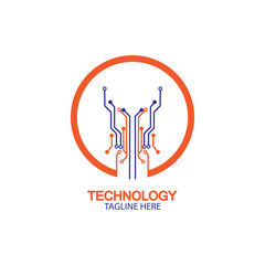 circuit technology logo vector template-vector