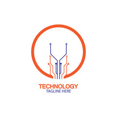 circuit technology logo vector template-vector