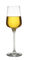 Glass of tasty wine isolated on white