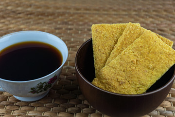The tebaloi or sago biscuit is one of Sarawak's traditional past time snacks in Malaysia.