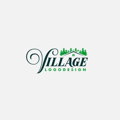 Vintage Village Logo Template With House and tree