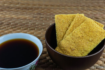 The tebaloi or sago biscuit is one of Sarawak's traditional past time snacks in Malaysia.