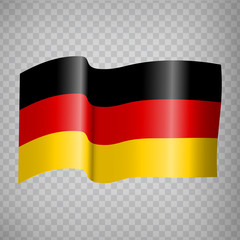 Obraz premium 3D Realistic waving Flag of Germany on transparent background. National Flag Federal Republic of Germany for your web site design, app, UI. Europe. EPS10.