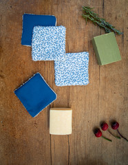 Handsewn, reusable, washable wipes or cosmetic  pads for facial cleansing .with hand made soaps.