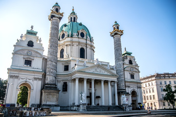 Fototapeta na wymiar View of the Karlskirche church. Vienna. Austria. 