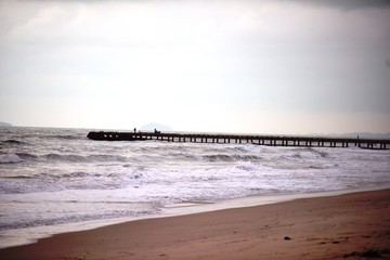 View of the beach and sea in the early morning hours
