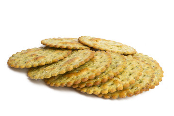 salted cracker with herbs isolated