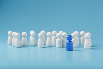 The leader in blue leads a group of white employees to victory, HR, Staff recruitment. The concept...