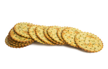 salted cracker with herbs isolated