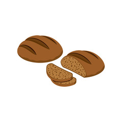 Rye brown bread. Vector 3d isometric, color web icon, new flat style. Creative illustration design, idea for infographics.