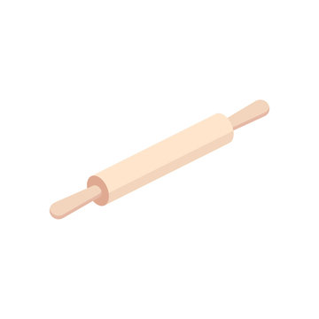 Rolling pin for dough. Rolling pin for dough kitchen appliance. Vector 3d isometric, color web icon, new flat style. Creative illustration design, idea for infographics.
