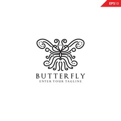 Fototapeta premium Butterfly logo design inspiration, Luxury elegant with simple line art, monoline, outline style.