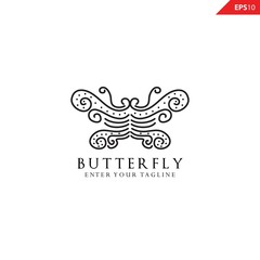 Fototapeta premium Butterfly logo design inspiration, Luxury elegant with simple line art, monoline, outline style.