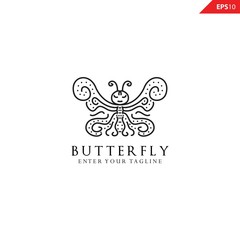 Fototapeta premium Butterfly logo design inspiration, Luxury elegant with simple line art, monoline, outline style.