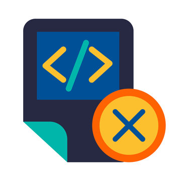 Coding script file delete symbol glyph vector icon