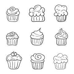 Sweet Cupcake vector illustration isolated on white background. Sweets muffins and cream with flat vector Illustration of cupcake with strawberry
