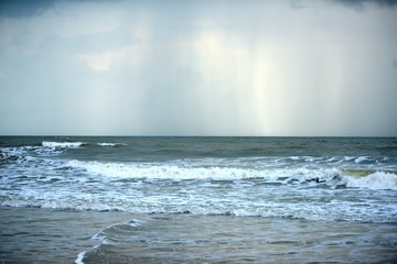 View of the beach and sea in the early morning hours
