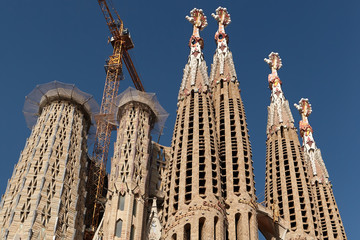 Barcelona, Spain. Sagrada Familia church. European architecture. Catalonia.