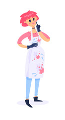 chatelaine; housewife; apron; latex gloves; artist; craftswoman; handmade; repairs; cleaning; household; economy; family; home; lady; governess; nanny; mother; mom; mum; mama; girl; 8 march; activity;