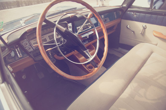 Interior of a classic vintage car