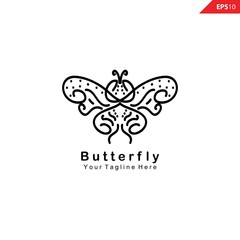 Butterfly logo design inspiration, Luxury elegant with simple line art, monoline, outline style.