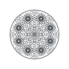 Monochrome geometric mandala thin line vector illustration