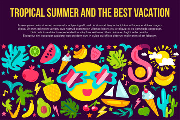 Summer vacation flat banner template