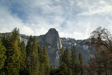 View of landscape mountain at Yosemite National Park in the winter