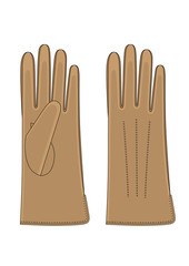 Vector Cartoon illustration - Brown Leather Classic Gloves