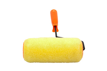 Brand new paint roller isolated on white background