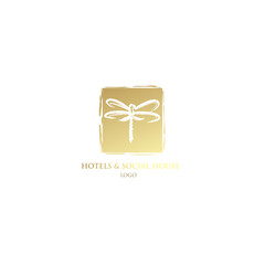 hotel , social house ,butterfly dragon logo design template
