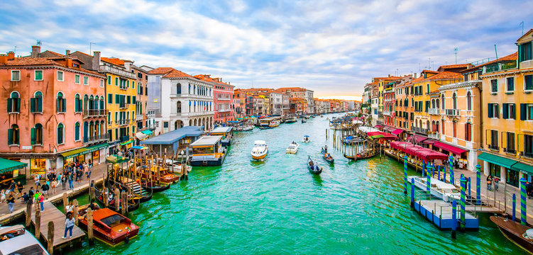 Grand Canal and Venice city, view from Rialto bridge