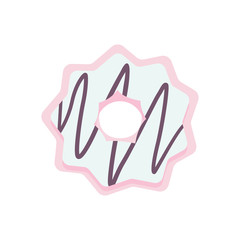 Catoon donut with glaze vector illustration isolated. Sweet dessert.