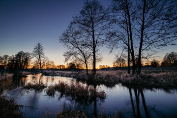 Blue hour sky above the river 