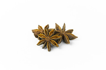 Seeds of star anise macro. Isolate on a white background