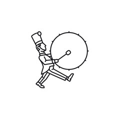 Marching band bass drummer vector icon