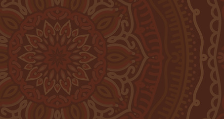 Abstract mandala graphic design and watercolor digital art painting for ancient geometric concept background