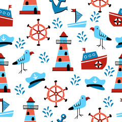 Plakat Sea life vector pattern