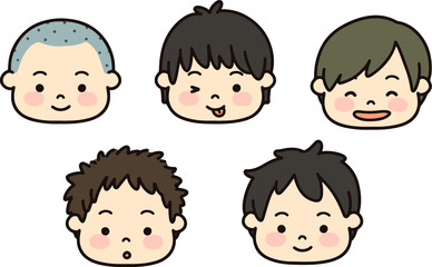 Set of cute boy faces