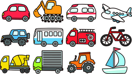 Set of cute vehicles