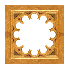 Golden frame for paintings, mirrors or photo isolated on white background