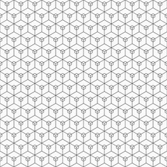 Abstract seamless hexagons pattern. Repeating geometric tiles with triple elements.