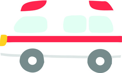 Obraz premium Flat colored cute ambulance car